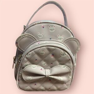 Under One Sky Bear Print Kids Backpack - Cream and Pink